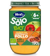 Baby Solo Potito Bio Verduras con Lentejas y Pollo | 190 gr