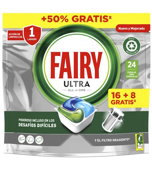 Fairy Ultra Poder, 4 Unidades De 650ML, Lavavajillas Líquido