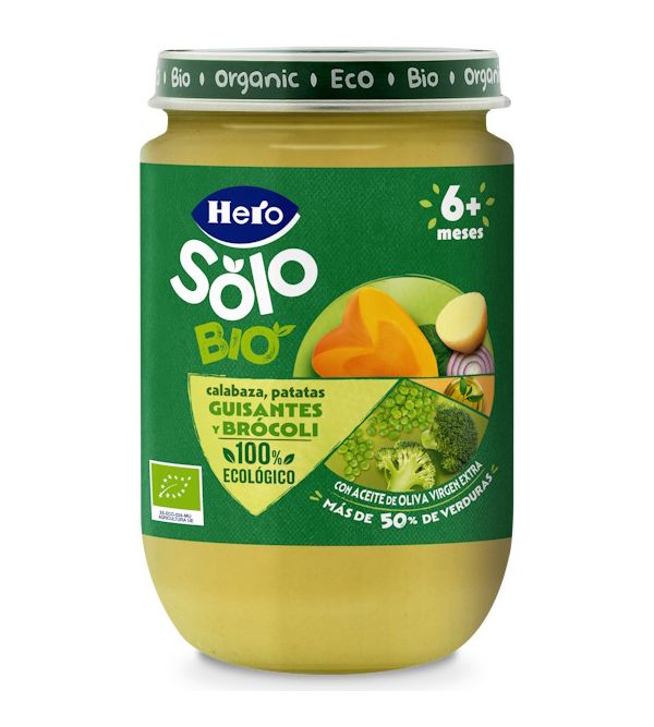 Baby Solo Potito Calabaza, Patatas, Guisantes y Brócoli | 190 gr