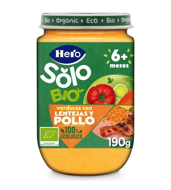 Baby Solo Potito Bio Verduras con Lentejas y Pollo | 190 gr